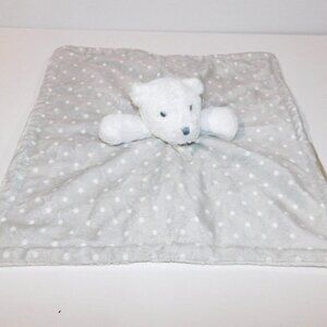 Blankets & Beyond White Bear Gray Polka Dot plush Security Blanket Nunu Lovey